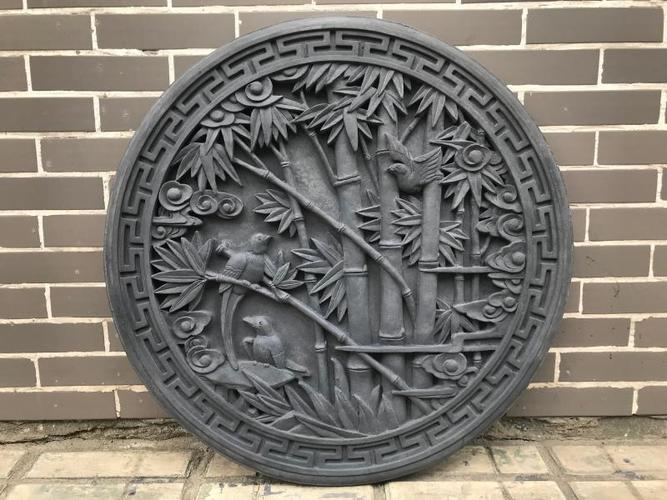 鸿雁古建砖雕圆形福字竹子800mm仿古墙砖照壁影壁挂件墙礼品sw