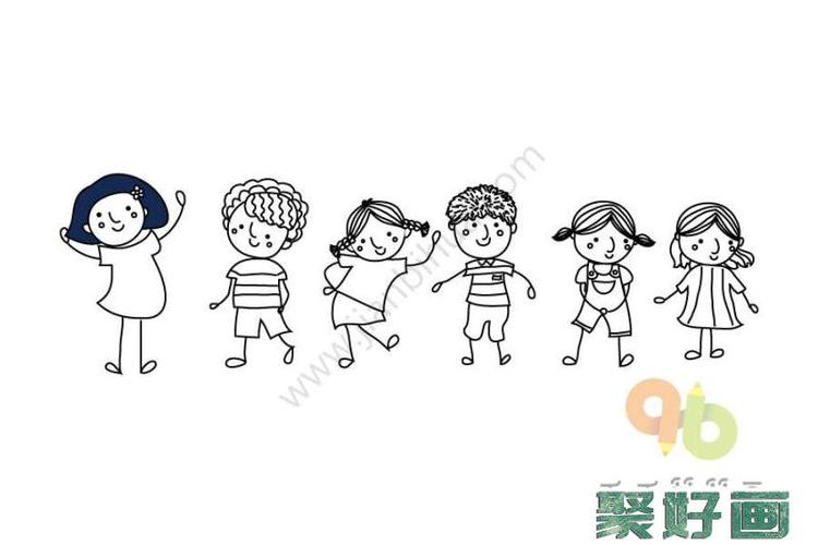 一群手舞足蹈的小孩简笔画怎么画简笔画教程