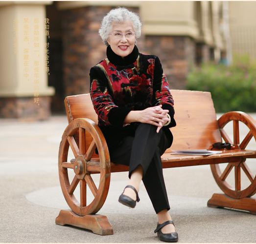 复古典中国风知性气质老人奶奶妈妈绿色盘扣立领唐装丝绒棉服外套_不