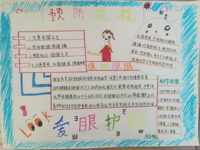桥东里小学 二年级四班 《预防近视》手抄报