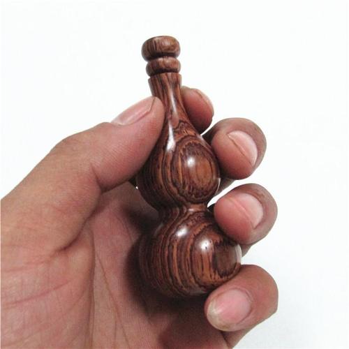 [饕餮视觉精品] 红木手捻檀木大叶印尼黄花梨葫芦把玩文玩手把件木雕