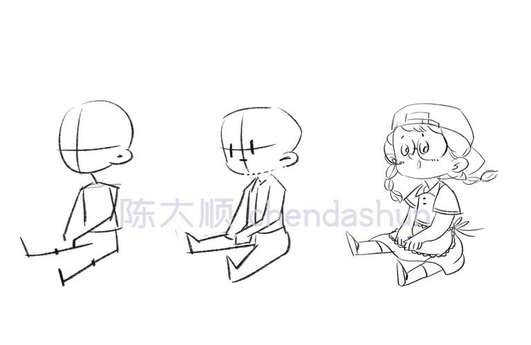 简笔画教程|坐姿 女生篇_教程_简笔画_知识_艺术