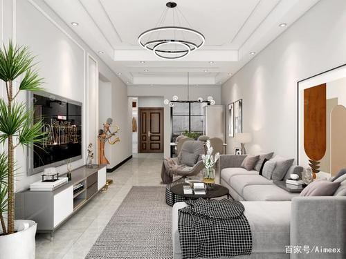 现代简约风格,暖色系大地砖,搭配高级灰沙发,简约又耐看.