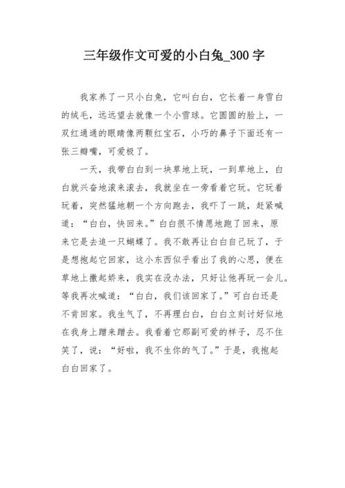 三年级作文可爱的小白兔300字