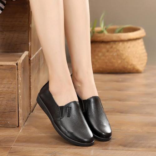 骆驼潮女皮鞋肯德基专用黑色上班鞋防滑防水防油厨房工作皮鞋女鞋休闲