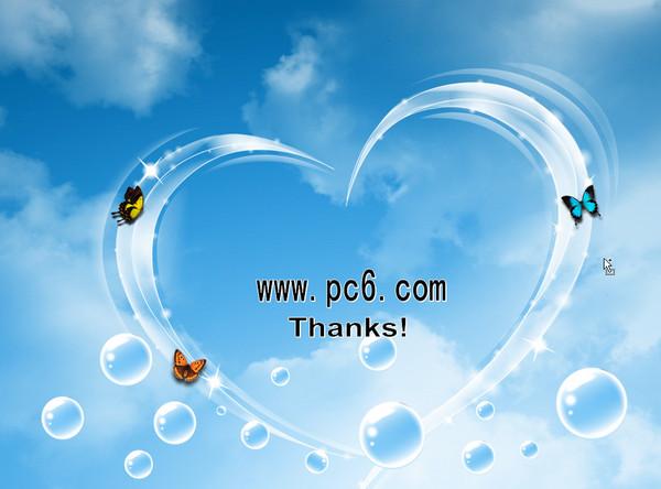 七夕动态蓝天爱心ppt模板