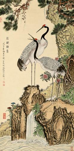 《松龄鹤寿图》,尺寸:138x70cm,创作时间:2008年