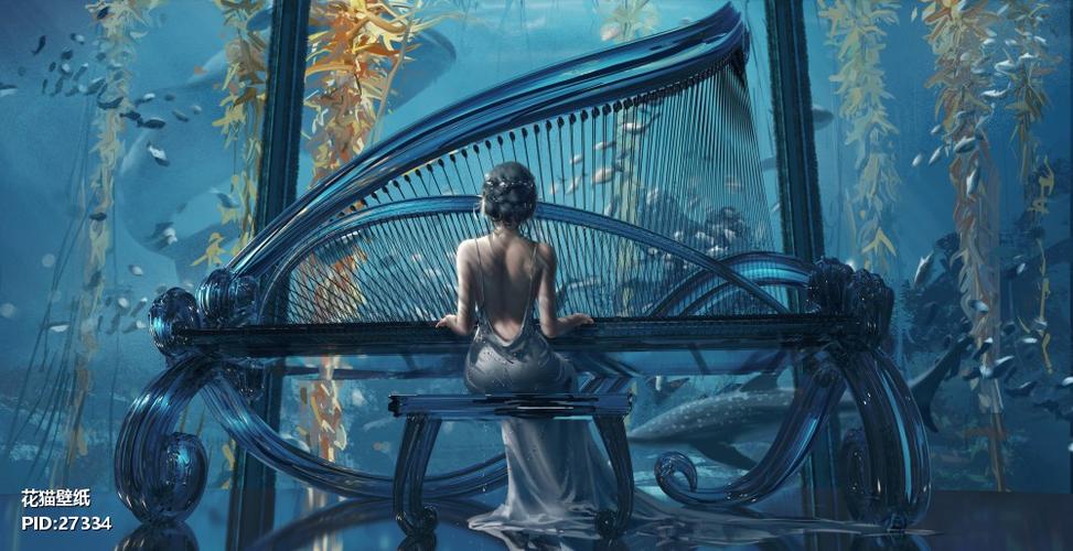 鬼刀海琴烟弹钢琴背影高清电脑8k桌面壁纸