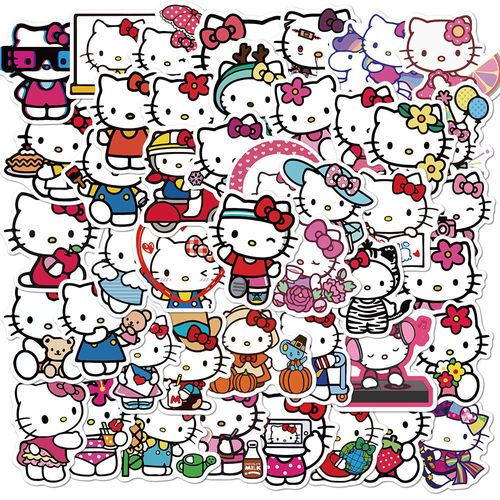 hellokitty简笔画 头像,hellokitty简笔画 颜色 50张不重复kt猫行李箱贴装饰可爱卡通hellokitty防水