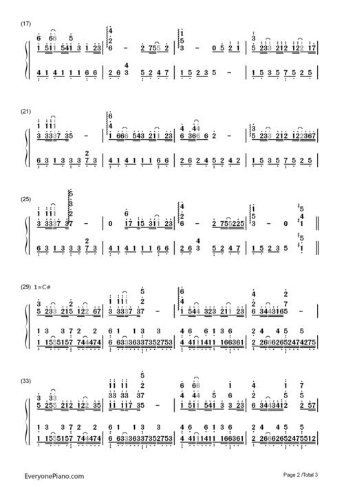 stay forever双手简谱预览2-钢琴谱(五线谱,双手简谱)