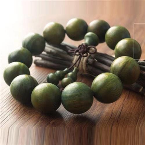 老料绿檀木1.8手串沉香檀香念珠男女款木质文玩手链2.0佛珠随礼品