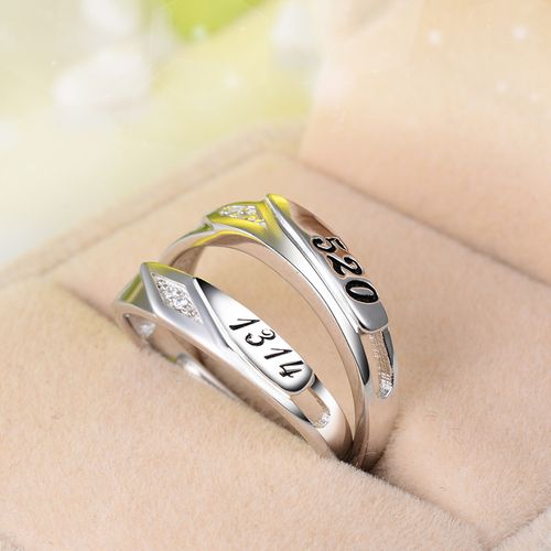 情侣钻戒一对仿真日韩创意对戒 男女款925纯银戒指 结婚婚礼礼物