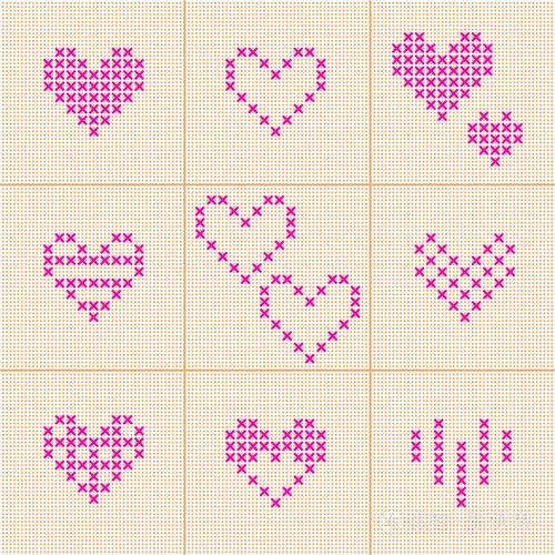 情人节一套9颗心十字绣