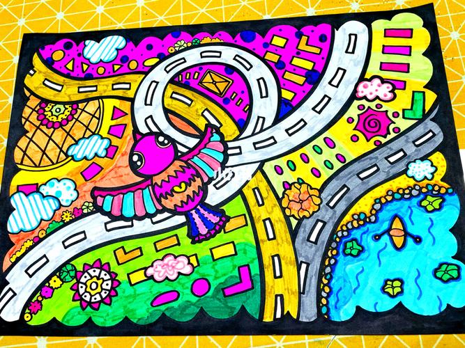 儿童画 创意美术 鸟瞰视角图_儿童画_创意美术_园林_设计_绘画_文化