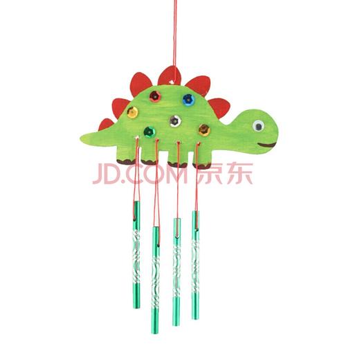 幼儿园开学季创意材料包儿童自制作手工diy木质涂色风铃挂饰 白坯恐龙