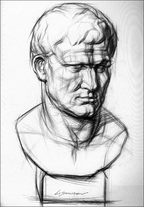 素描石膏像初学步骤图教程