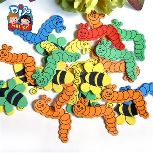 人气幼儿手工背胶eva3d贴片 毛毛虫变蝴蝶卡通泡沫