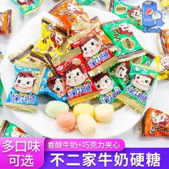 不二家香醇牛奶糖500g巧克力夹心水果味硬糖散装结婚喜糖果年货节混合