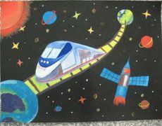 优秀的幼儿科幻画:太空列车