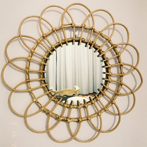 梳妆化妆镜子创意艺术装饰田园北欧民宿客厅玄关墙面壁饰圆挂镜