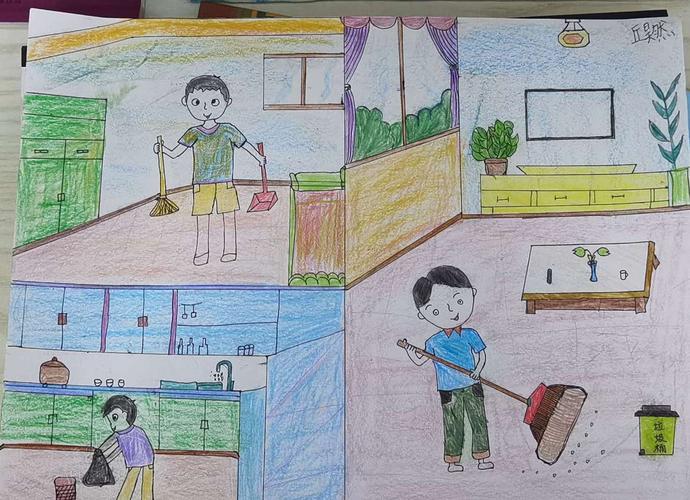 三7班第一期寒假家务劳动实践活动--绘画作品!