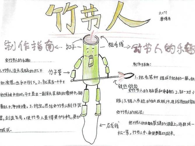 六年级语文备课组的老师们设计了"竹节人制作和玩法说明书"这一作业