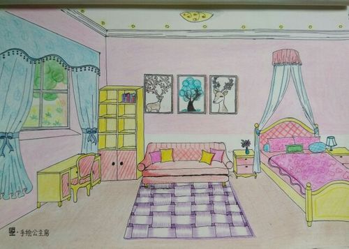 我想说,即是手绘,为了不那么生硬,家具这些我都没有比着尺子画,线条