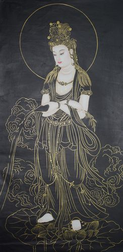 刘老师5现代作家工笔画四尺金线佛像