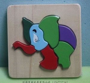 木制儿童玩具大象拼图 立体益智拼图 拼板 动物拼图