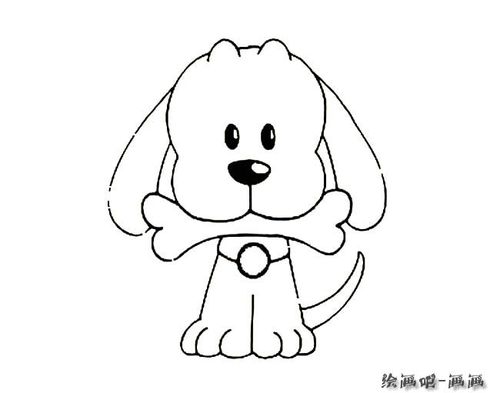 吃骨头的小狗简笔画图片