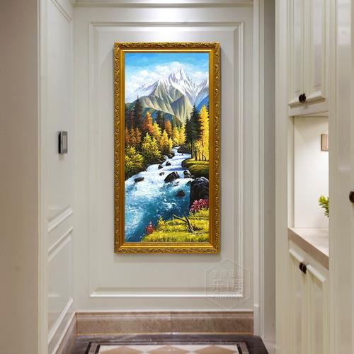购客美式欧式玄关装 饰画玄幻过道走廊挂画纯手绘山水风景油画风水