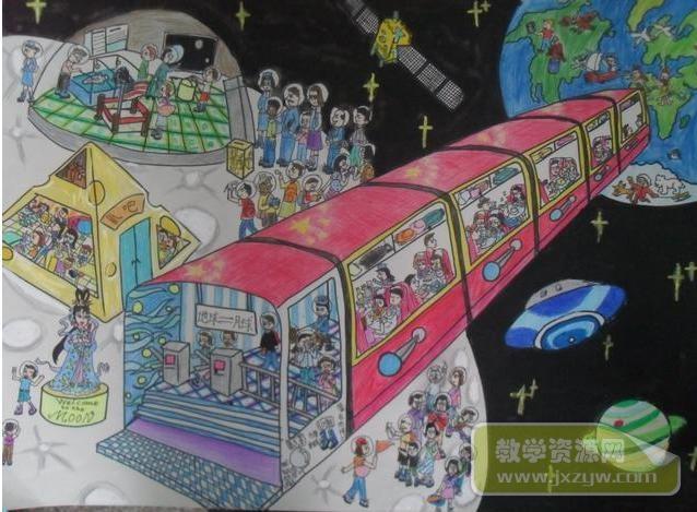 初中科技幻想画作品:记忆隧道