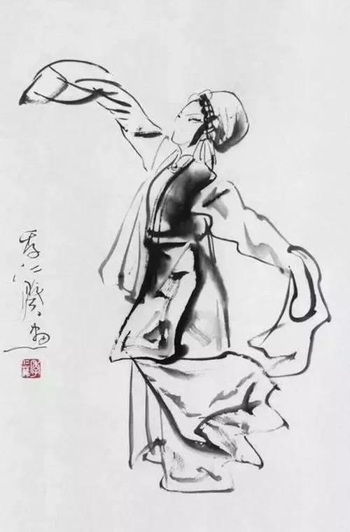 小央美:好美的一组水墨京剧人物!