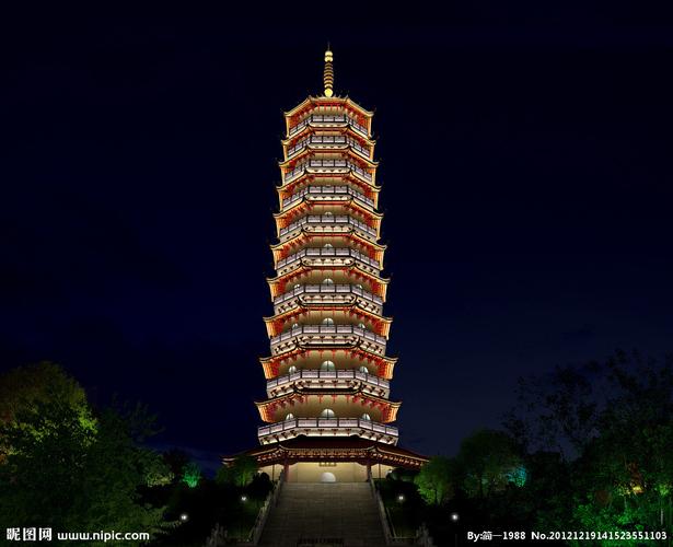 塔夜景效果图图片