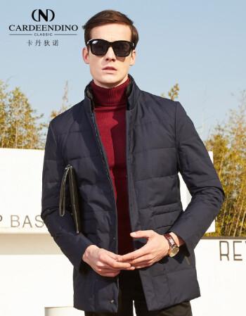 卡丹狄诺cardeendino 男士水貂毛领羊毛商务休闲羽绒服 蓝色 46