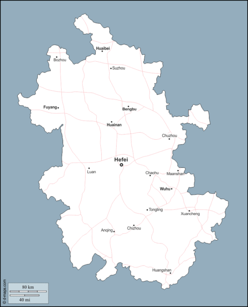 安徽省 : 免费地图, 免费的空白地图, 免费的轮廓地图, 免费基地地图