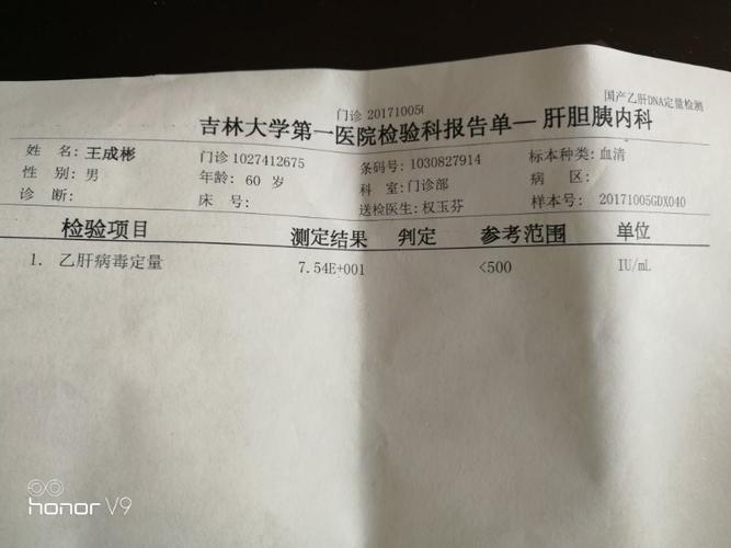 乙肝病毒dna定量检测结果7.54e 001什么意思