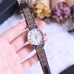 coach女表 美国代购14501525蔻驰经典印花帆布皮带正品手表石英表