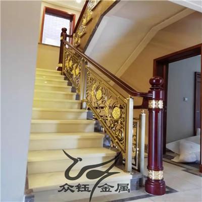 常德个性铜楼梯栏杆 新曼酒店镀金铜楼梯扶手设计大全