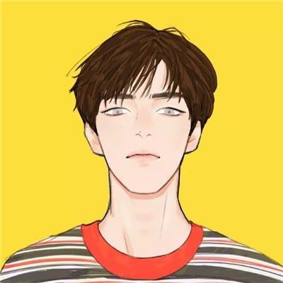 手绘帅气男生彩色漫画头像2019 每一座孤岛都有深海相拥