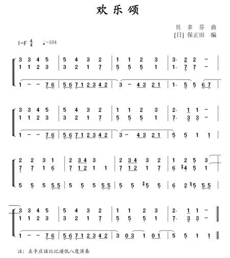 欢乐颂 简谱 萨克斯降b