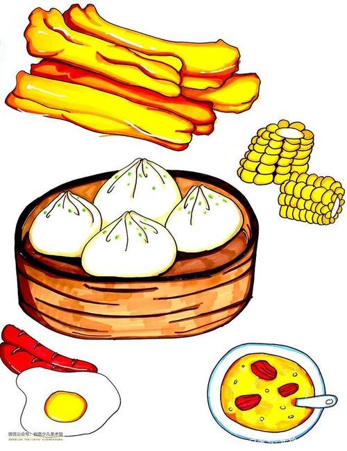 儿童画教程|一日三餐皆入画——儿童趣味画美味早餐
