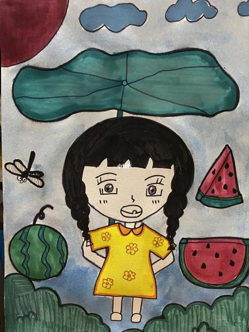 美丽的夏天_夏天去哪玩_儿童画_马克笔_手绘_马克笔儿童画_文化_绘画