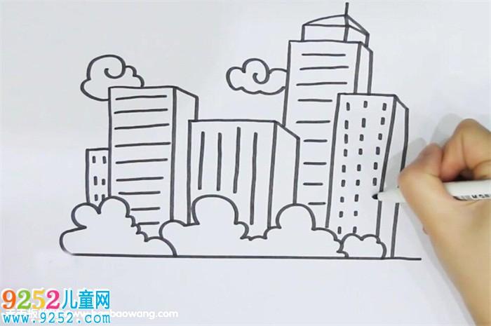 高楼大厦简笔画 城市简笔画,高楼大厦简笔画教程