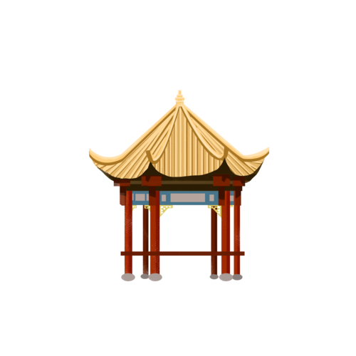 中国风凉亭插画元素设计