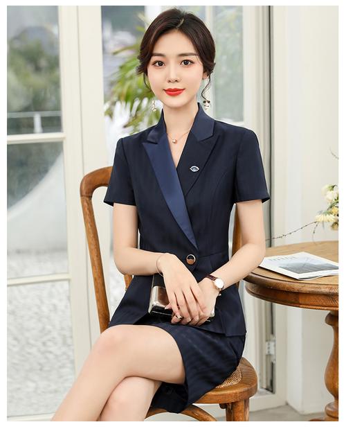 艾尚臣工作服女时尚高端职业套装气质正装女总裁ol大学生面试工装藏青