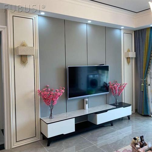 卧室实木客厅轻奢北欧硬包背景墙电视护墙板简约沙发床头软包高档