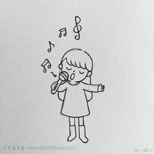 唱歌的小女孩儿简笔画女孩简笔画