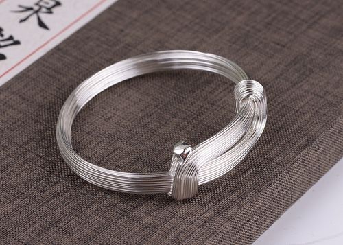 金鹿王 s925银素银工艺 女款时尚简单多股银丝手镯 20线 40线手饰