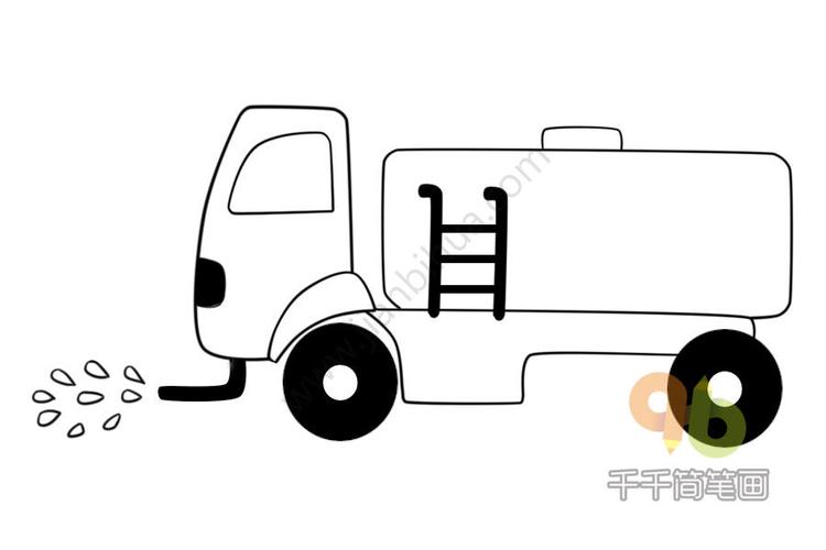 城市洒水车简笔画